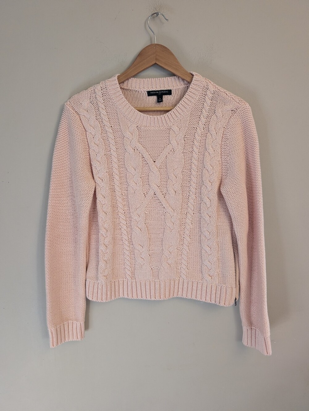 Banana Republic Blush Cable Knit Cotton Sweater Size S